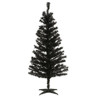 Black Tinsel Tree with Clear Lights