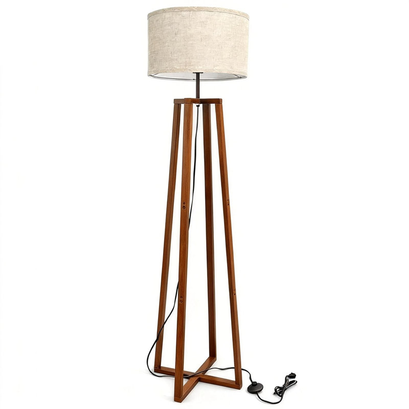156cm Powder Coated Tripod Floor Lamp, Cream coloured