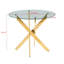 Ensemble de salle à manger 1 + 4,5 pièces, table de salle à manger Mid-Century pour 4 personnes avec plateau en verre, table de salle à manger à piédestal, table basse de loisirs.