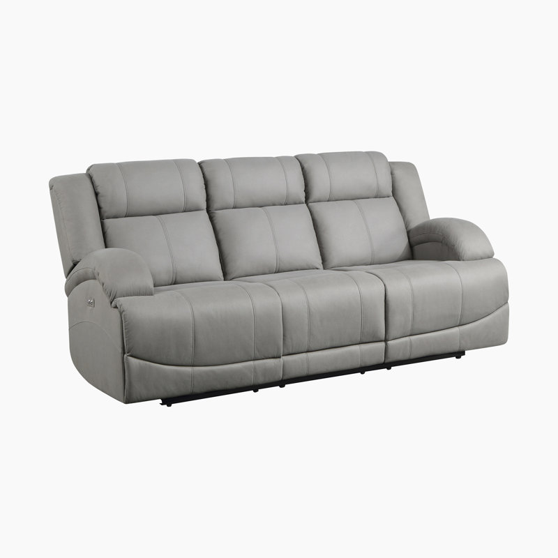 Malillany 70.5'' Transitional Microfiber Double Reclining Sofa with One-touch Power Control, USB Charging Ports, Power