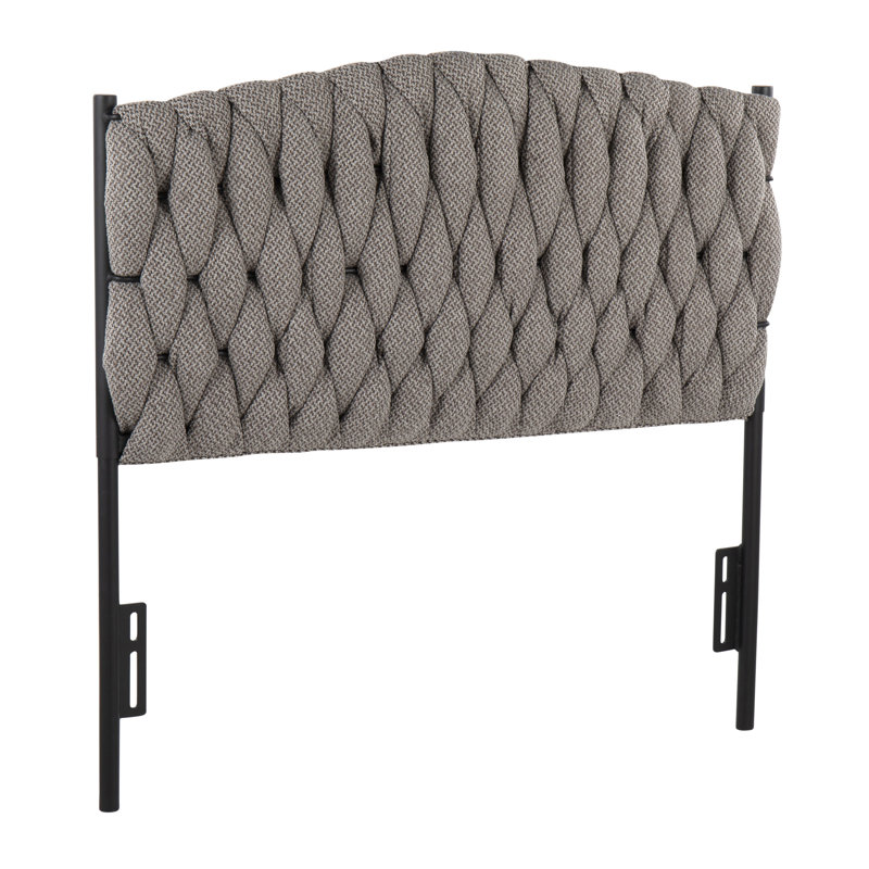 Maddison Twin Upholstered Braided Panel Headboard, Gray