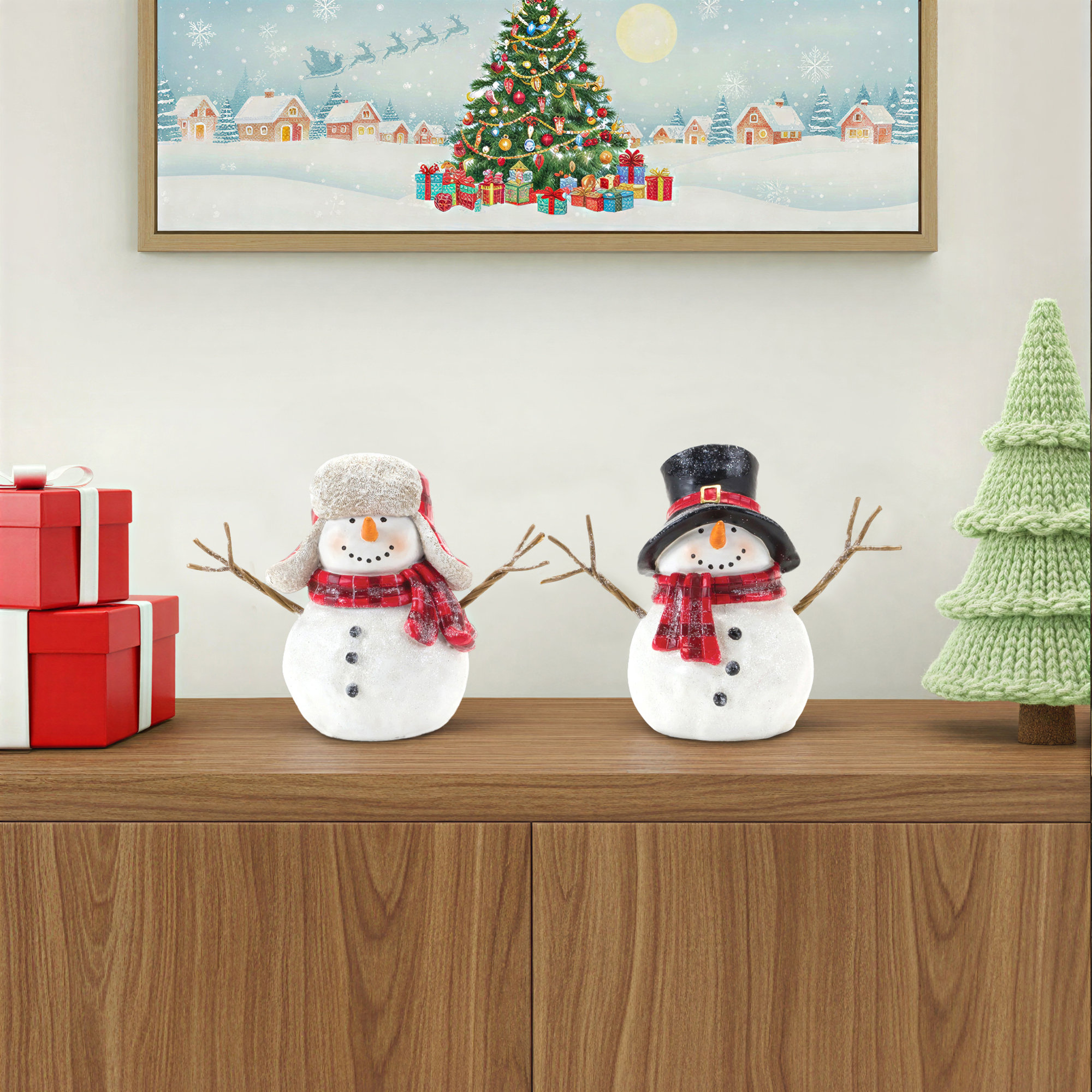 Snowman with Scarf Figurine (Set of 4)