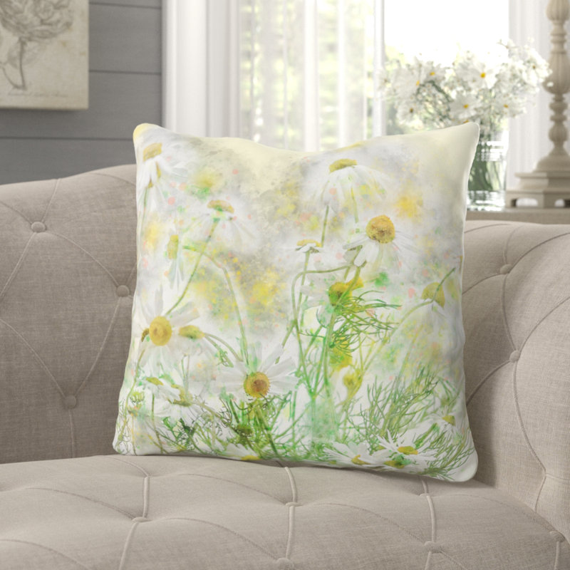 Coussin décoratif camomille, Microsuède, Intérieur