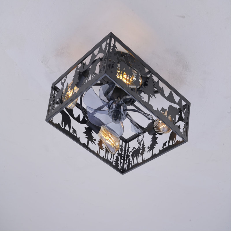 Ventilateur de plafond encastré carré en tissu 20 po Farmhouse