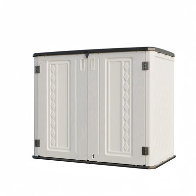 Decksplore 190 Gallons Resin Horizontal Storage Cabinet With Floor And Double Doors
