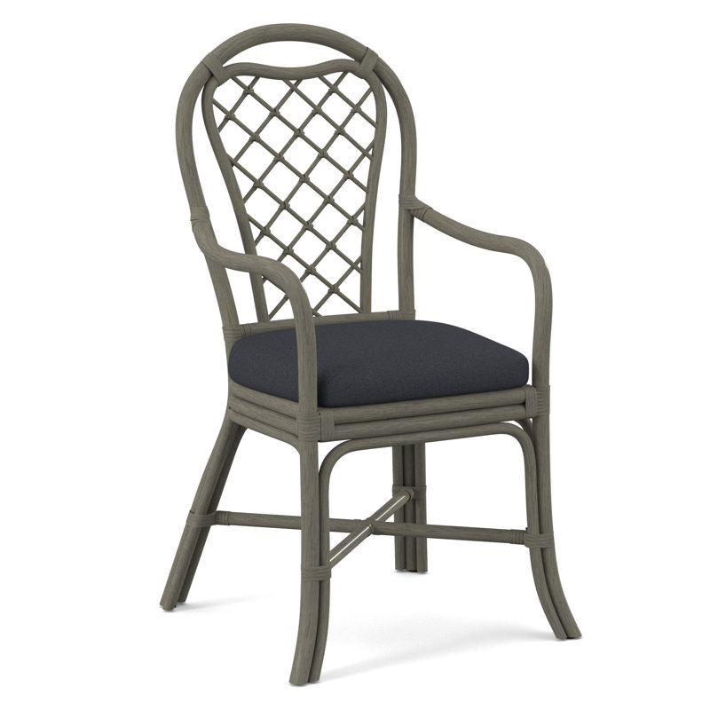 Trellis Dining Arm Chair, Greystone, Light Blue Performance Fabric; 0851-55