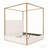 Luxury Metal Canopy Bed with Tall Corduroy Upholstered Headboard-325102735-325102836