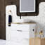 Meuble-lavabo mural 32 po à double tiroir, armoire blanche, bois massif, lavabo carré en céramique Design simple pour le rangement de la salle de bain Neat Essentials