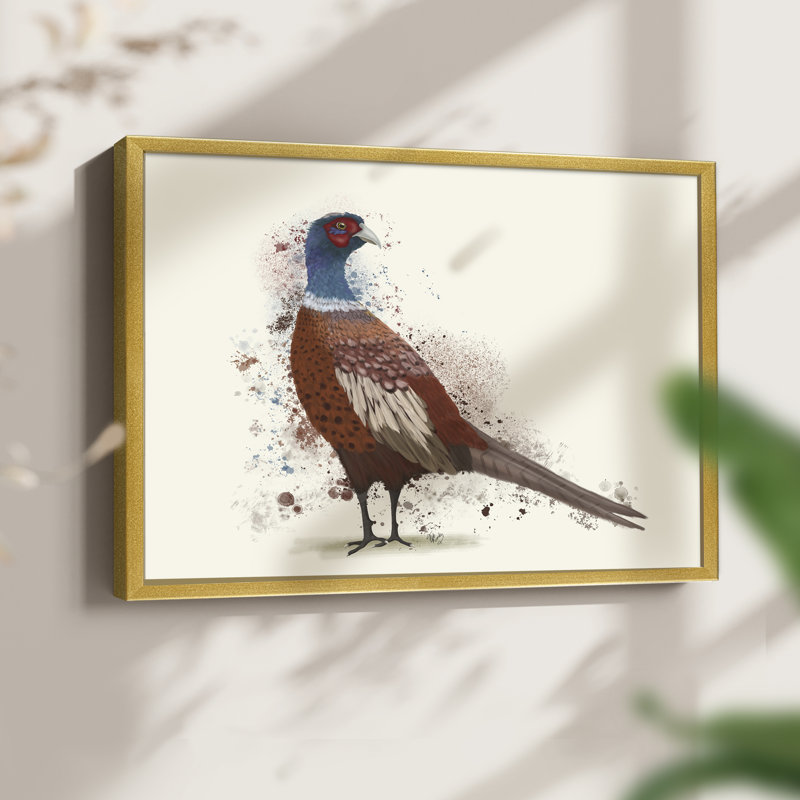 Pheasant Splash 5 - Reproduction encadrée - Restickable, H 11 po x l 14 po, Doré