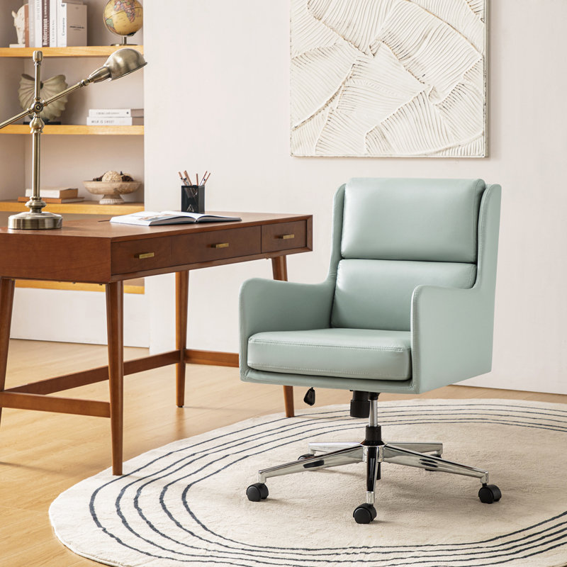 Zaysean 62cm W Modern Faux Leather Tilting Executive Office Chair, Sage