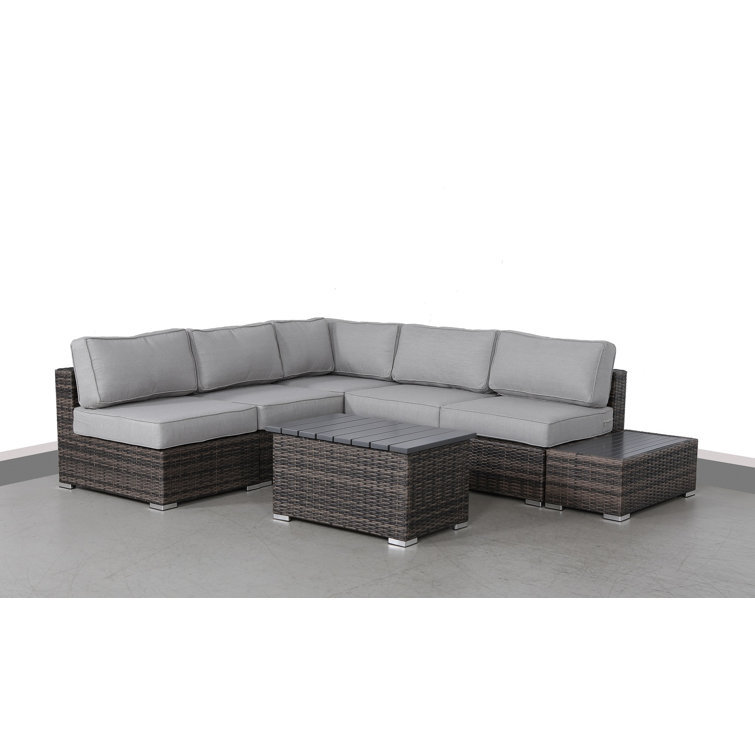 Hewie Wicker Fully Assembled 4 - Person Seating Group with Cushions