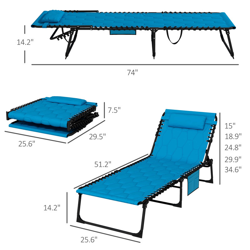 Vincenza Outdoor Metal Chaise Lounge, Sky Blue, 2