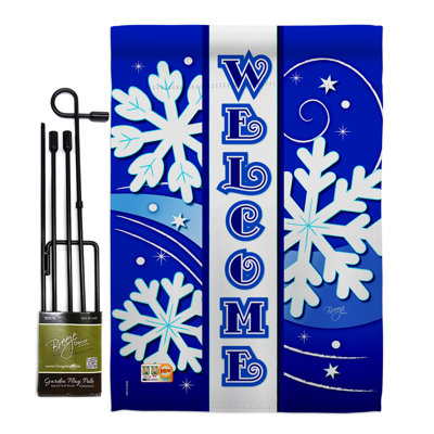 Ensemble de drapeaux en polyester 18,5 x 13 po Crusoe Welcome Winter Wonderland Impressions