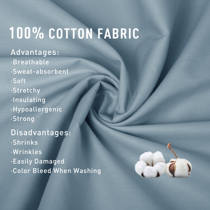 Ensemble de taies d'oreiller 100% satin de coton, Bleu pierre, King Pillowcase