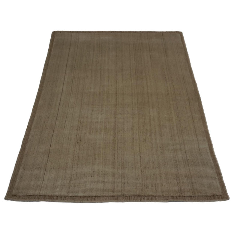 Solid Color Handmade Rectangle 4' x 6' Wool/Cotton Area Rug in Brown