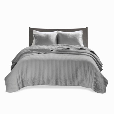 Ensemble de courtepointe 3 pièces gris double / grand