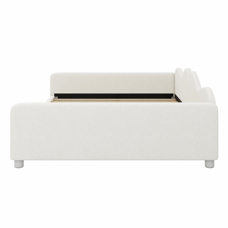 Upholstered Daybed With Cloud-Shaped Backrest, White, Full
