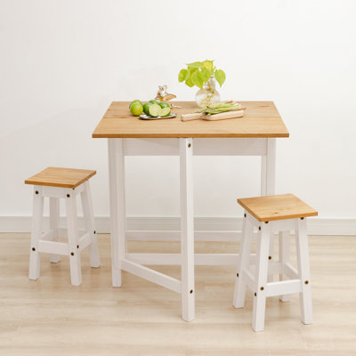 Johnryan Extendable Pine Solid Wood Top Four Leg Base Dining Set
