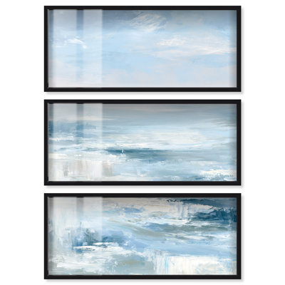 Ensemble de 3 décorations murales côtières Foam Crests I Shadowbox Print par Art Remedy