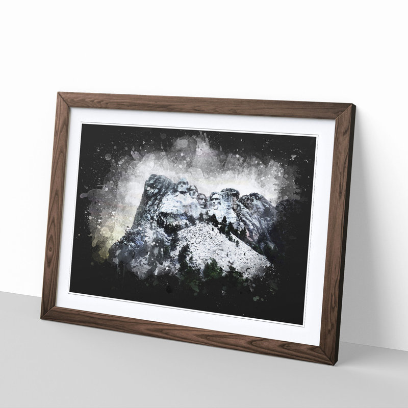 Mount Rushmore Memorial - Picture Frame Painting Print, 24cm H x 33cm W x 2cm D, Walnut Framed