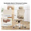 Chaise de bureau ergonomique, chaise de bureau à domicile avec support lombaire réglable et appui-tête - Chaise d'ordinateur en filet à dossier haut avec accoudoirs rabattables pour économiser de l'espace, blanc et kaki-944593444-944593498