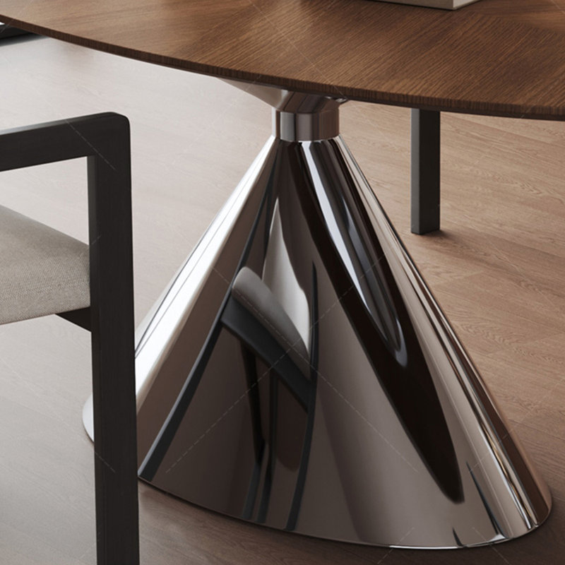 Table de salle à manger en bois massif, Acier Inoxydable, Argent argent