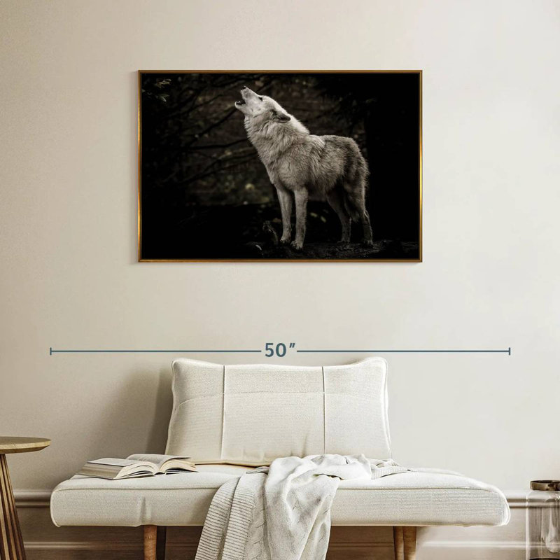 Le loup solitaire, Cadre flottant doré, 37 po x 25 po