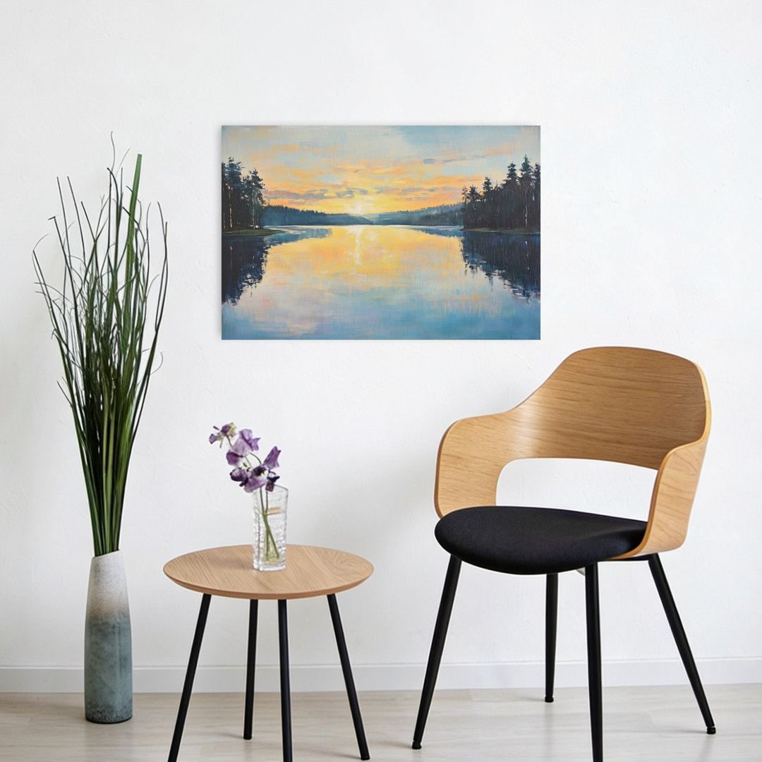 Blue Lake Morning Sunrise Abstract Contemporary Wall Art Print