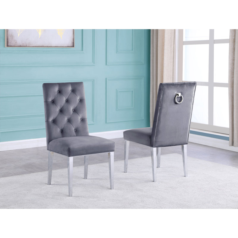 Ensemble de salle à manger Mcnamara, Blanc/argenté, 7, Gris/argent