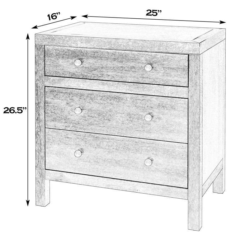 Celine 25" 3-Drawer Nightstand, Textured White