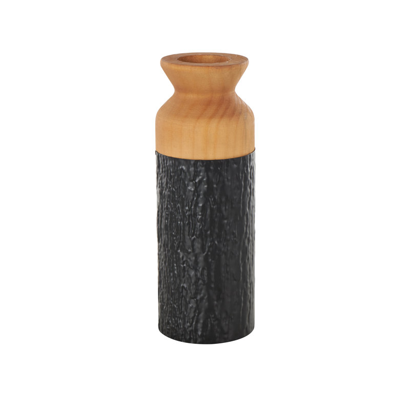Vase décoratif à blocs de couleurs abstraits en métal Cole, H 11,15 po x l 4 po x P 4 po, Noir