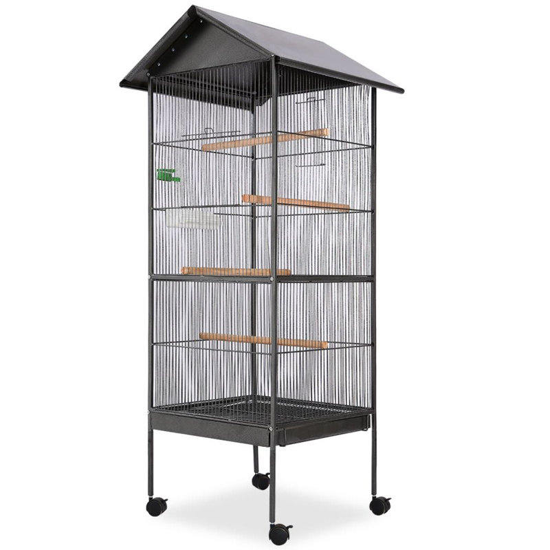 Braedon 155cm Steel Pointed Top Floor Bird Cage with Wheels, Black