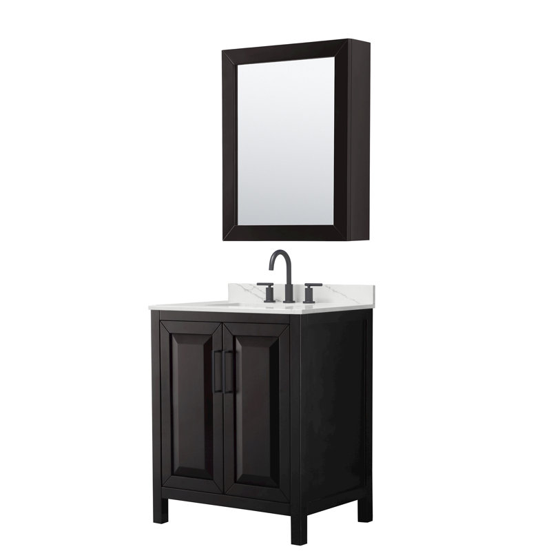 Daria 30'' W Vanity, Matte Black, Brown, Giotto Quartz