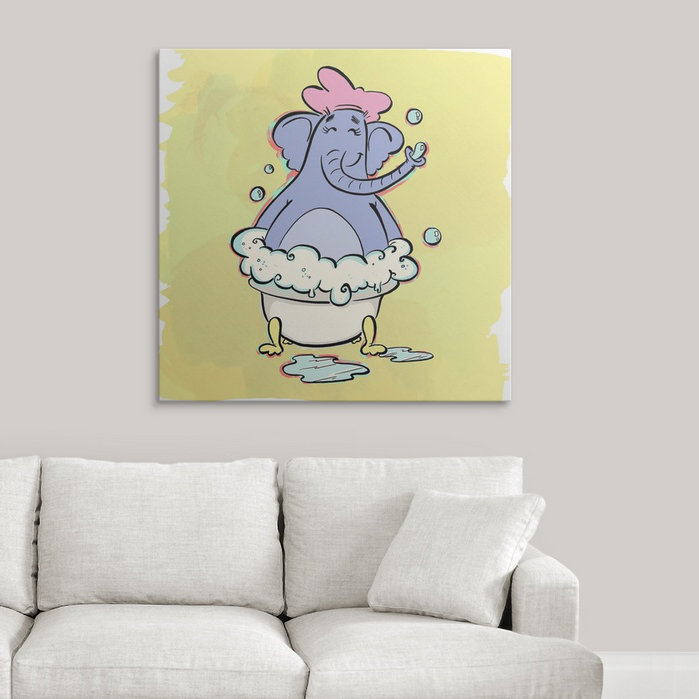 « scrub-a-dub éléphant-bathtime copains », impression, H 35 po x l 35 po x P 1,5 po, Toile