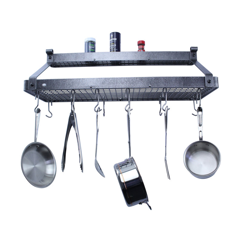 Gourmet Handcrafted Deep Bookshelf Wall Mounted Pot Rack