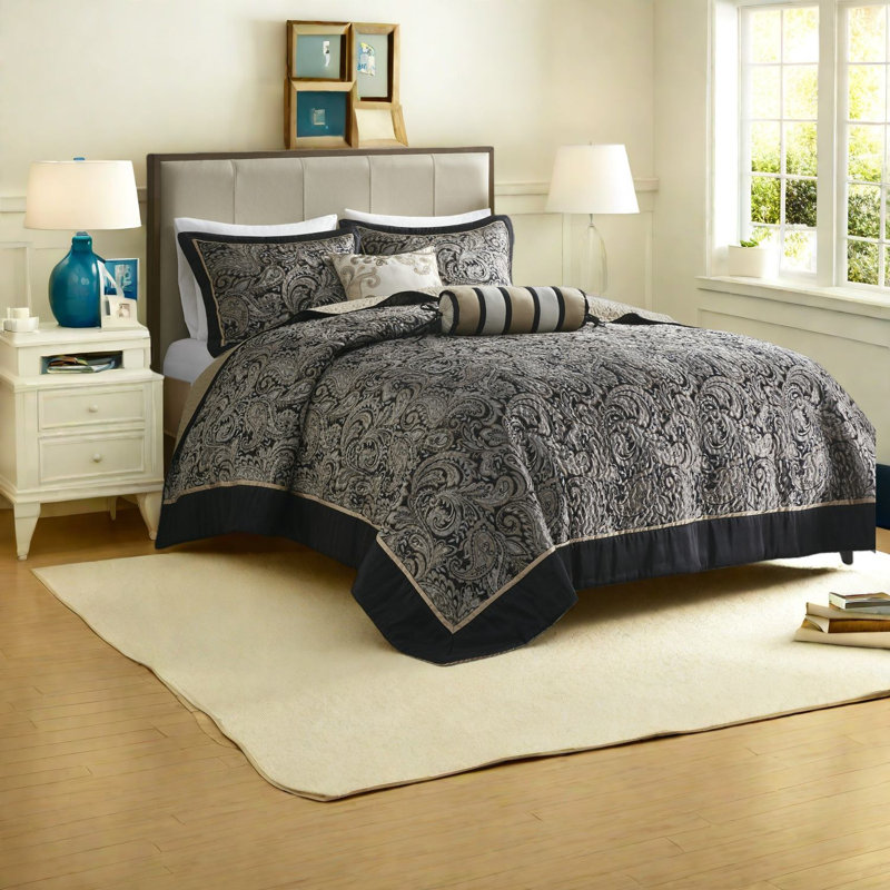 Ensemble de literie de luxe en jacquard 5 pièces, rembourré de coton, de style traditionnel pour grand lit