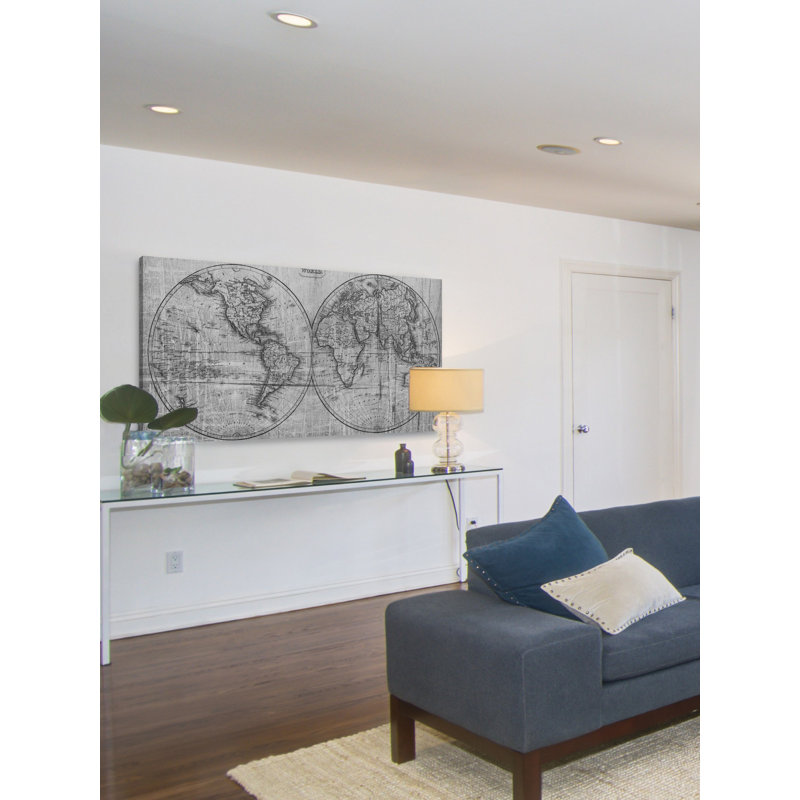 «Double Globe», reproduction sur toile tendue, H 6 po x l 12 po x P 1,5 po