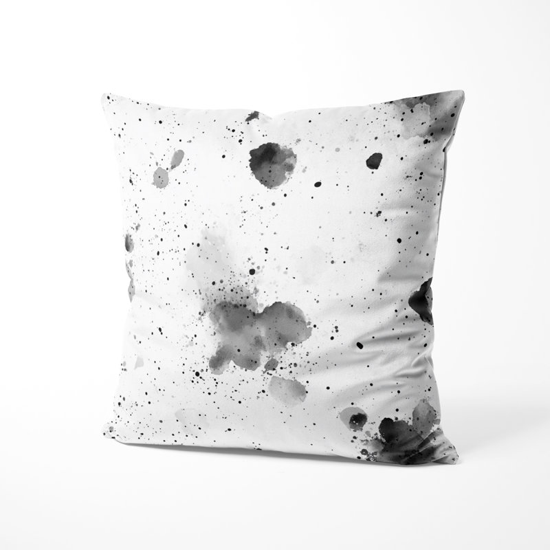 Coussin décoratif abstrait - Coussin à imprimé moderne noir et blanc, H 18 po x l 18 po