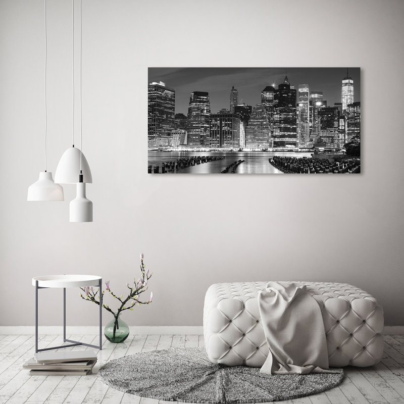 Manhattan By Night - Wrapped Canvas Print