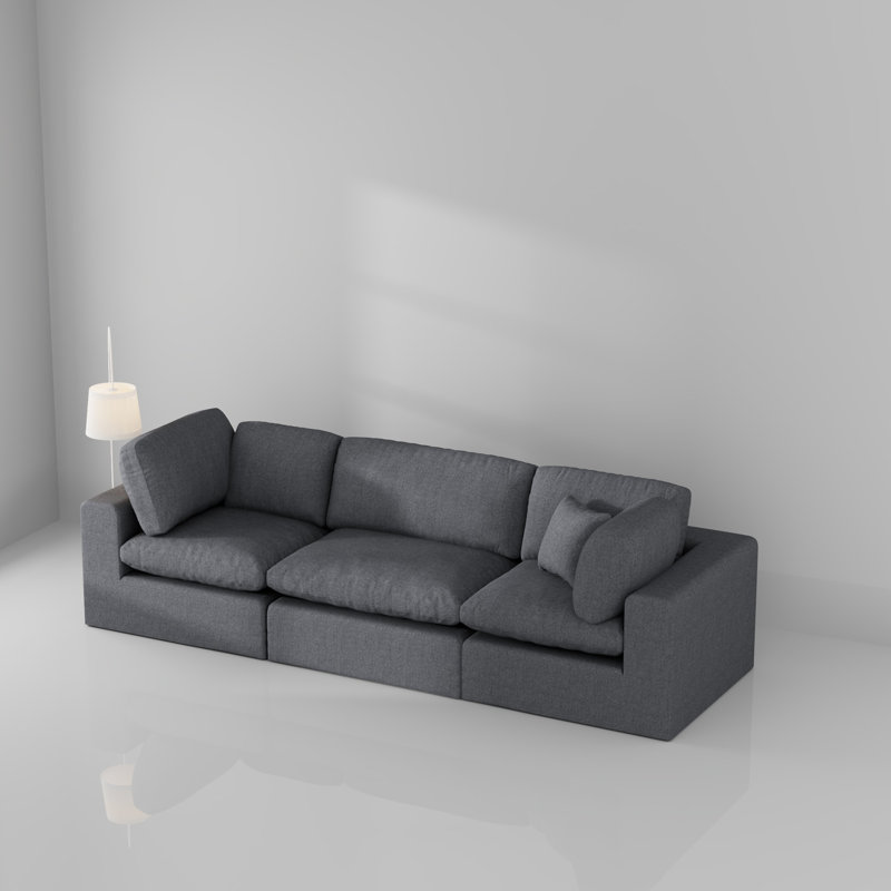 Canapé modulaire rembourré 3 pièces Jossa, Gris chenille
