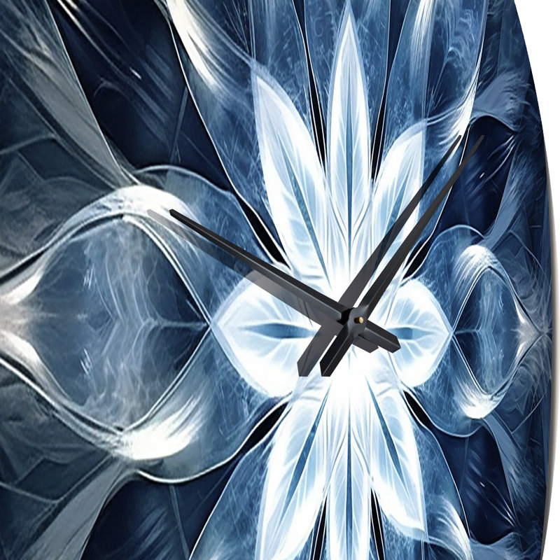 Horloge murale turquoise et blanche Fractal Flowers VI, Petit