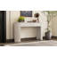 Table d'entrée avec design cannelé, console moderne avec rangement, plateau ovale et 2 tiroirs pour l'entrée et le salon (blanc champagne)
