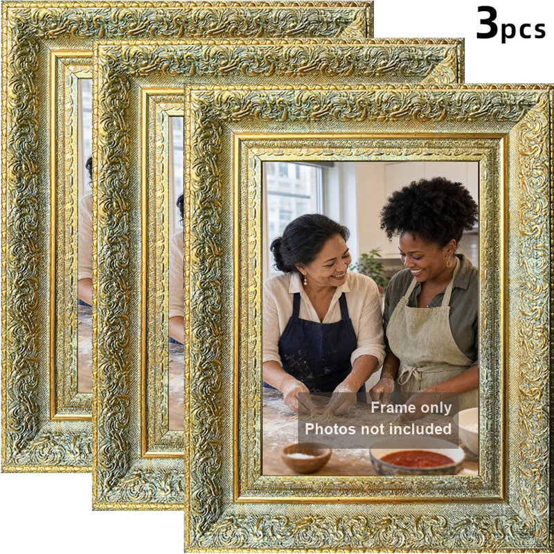 Cadre 3 pièces antique doré pour photos et photos de mariage 5 po x 7 po