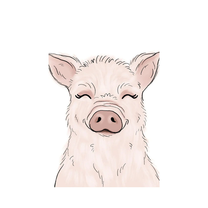 Pig by Katie Bryant - Wrapped Canvas Print, 20.32 cm H x 30.48 cm W
