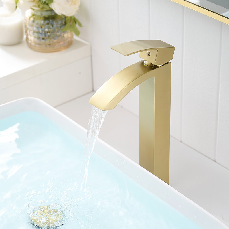 Modern Brushed Gold Bathroom Faucet, Cartridge Valve Single Hole For Sink Side Faucet Home Basin, Brushed Gold