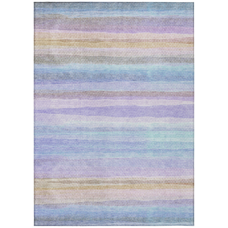 Machine Washable Indoor/Outdoor Xhevrie Lavender Rug, Rectangle 3' x 5'