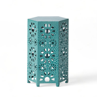 Side Table with Sunburst Cut Out Design