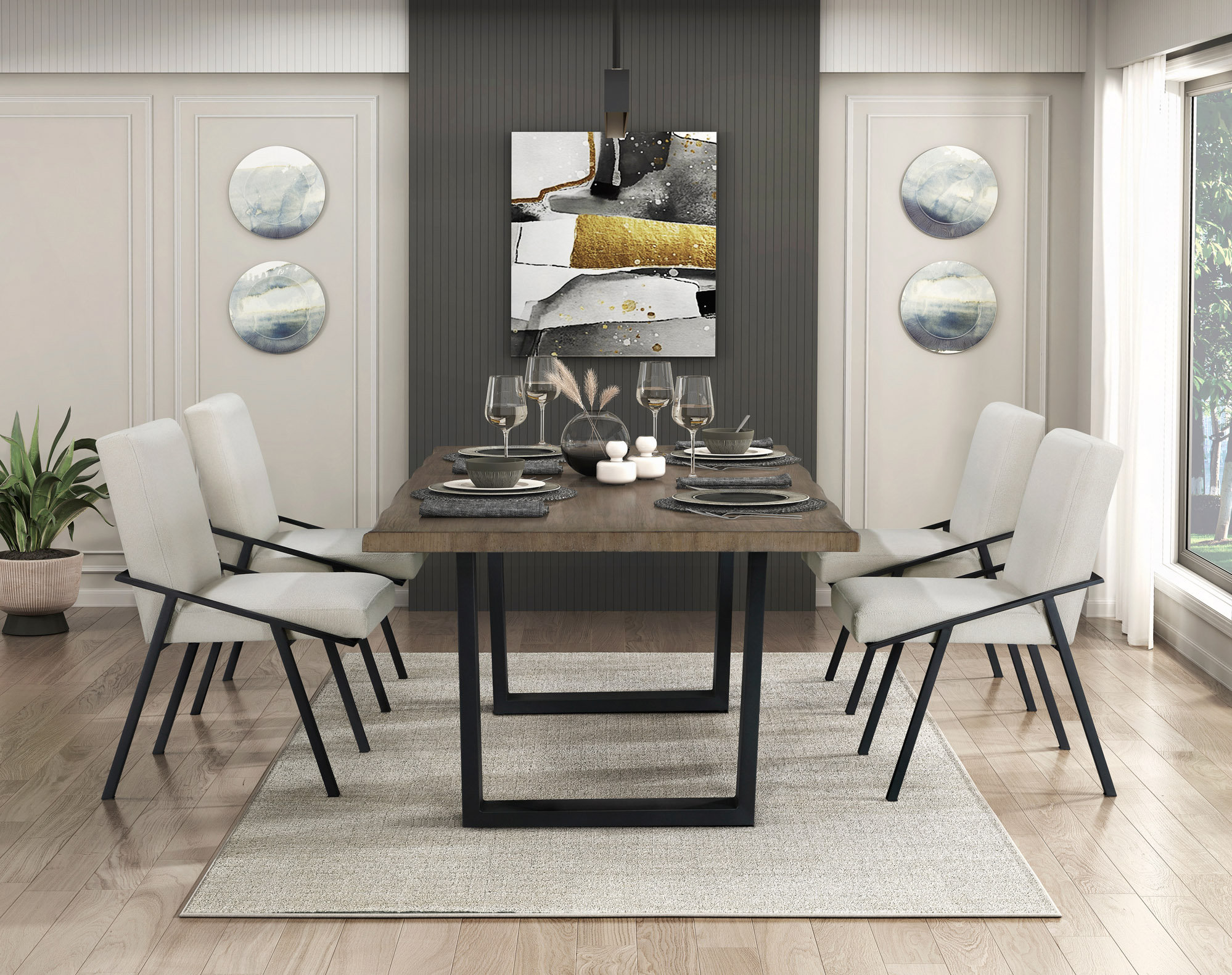 Latitude Run® Contemporary Dining Set Metal Base Table And Side Chairs ...