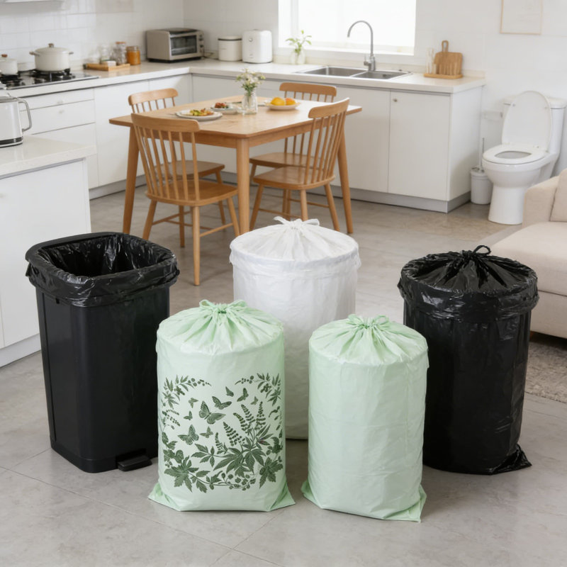 Sacs à ordures robustes à cordon de 4 gallons, sacs de poubelle non parfumés de 50 pièces, sacs de poubelle de bureau de chambre à coucher résistants aux déchirures