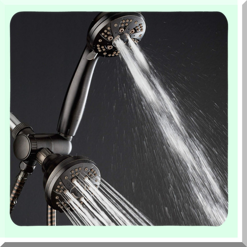 AquaFlow Elite: High Pressure 3-Way 48-Setting Rain/Handheld Shower Head Combo with Angle Adjustable, Anti-Clog Jets, Tool-Free Installation - USA Standard
